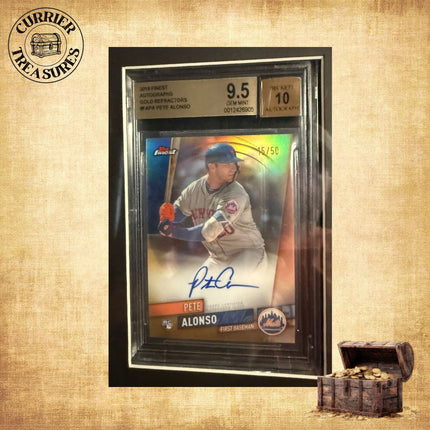 Pete Alonso Rookie Autograph 3-Card Framed Display – BGS 9.5/10 Gem Mint Trio