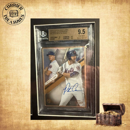 Pete Alonso Rookie Autograph 3-Card Framed Display – BGS 9.5/10 Gem Mint Trio