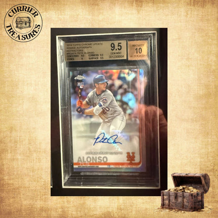Pete Alonso Rookie Autograph 3-Card Framed Display – BGS 9.5/10 Gem Mint Trio