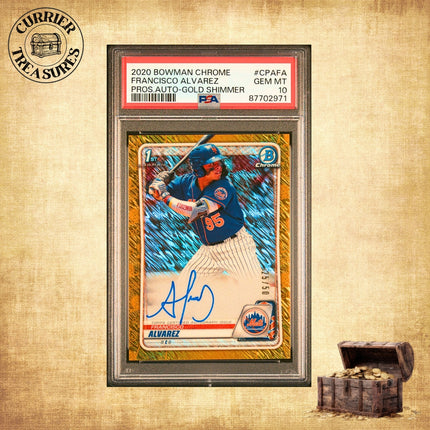 2020 Bowman Chrome Prospect Autographs #CPAFA Francisco Alvarez – Gold Shimmer Refractor PSA 10
