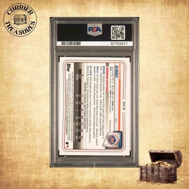 2020 Bowman Chrome Prospect Autographs #CPAFA Francisco Alvarez – Gold Shimmer Refractor PSA 10