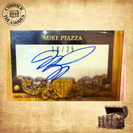2022 Mike Piazza Topps Gilded Gold Frame Hall of Fame Plaque - Autographed #’d 16/25 - New York Mets