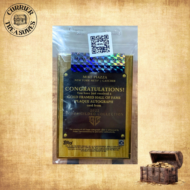 2022 Mike Piazza Topps Gilded Gold Frame Hall of Fame Plaque - Autographed #’d 16/25 - New York Mets