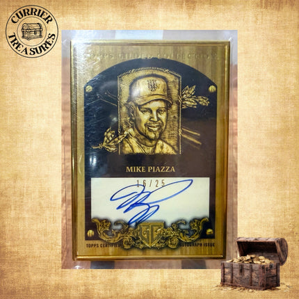 2022 Mike Piazza Topps Gilded Gold Frame Hall of Fame Plaque - Autographed #’d 16/25 - New York Mets